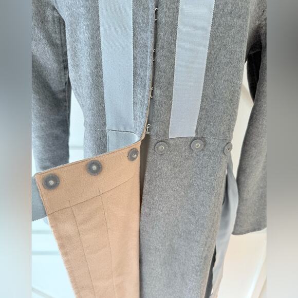Ports 1961 Wool Cashmere Blend Tie Waist Trench Coat Grey Size 6 - Picture 5 of 14